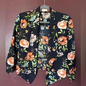 Chocolate USA || Cropped-Waist Length Floral Blazer